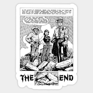 The End Cowboy Black Ink Drawing Buffalo Bill Wild West Western Retro Comic Sticker